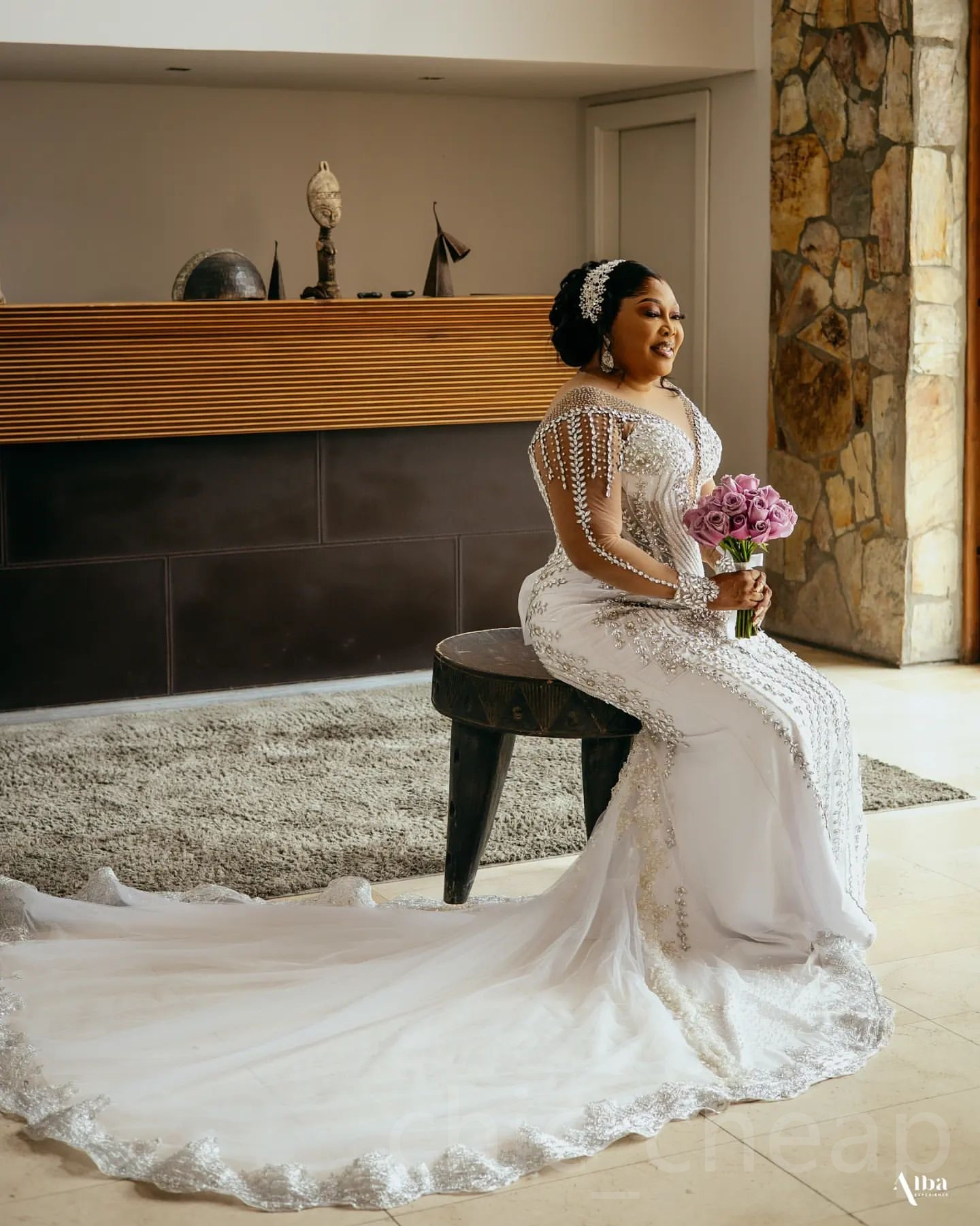 2024 Arabic Aso Ebi Plus Size Ivory Mermaid Wedding Dresses Luxurious Rhinestones Beaded Lace Full Sleeves Bridal Gowns Dress ZJ442