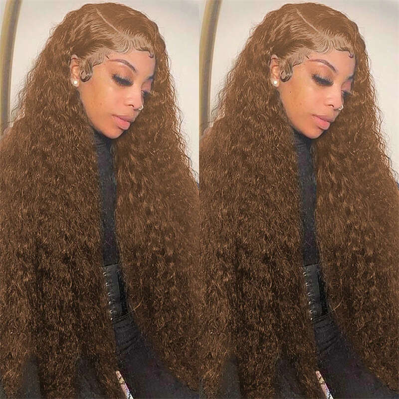 26 Inch Long Kinky Curly 180% Density Blonde Brown HD Lace Front Wig For Black Women Baby Hair Glueless Synthetic Preplucked