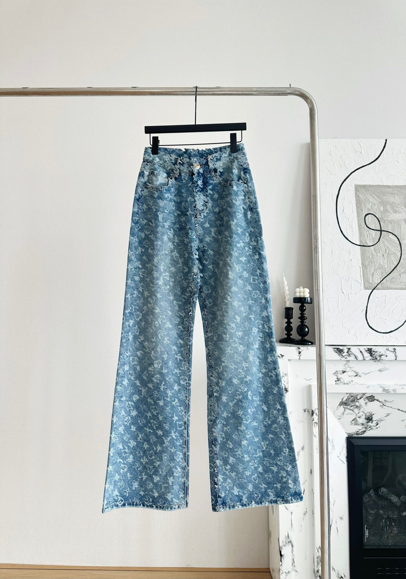 Women's Jeans Designer 2024 New Wash Blue Luxury High Waist Letter Pattern Button Woman Elegant Retro Style Straight Leg Casual Denim Pants BOK1