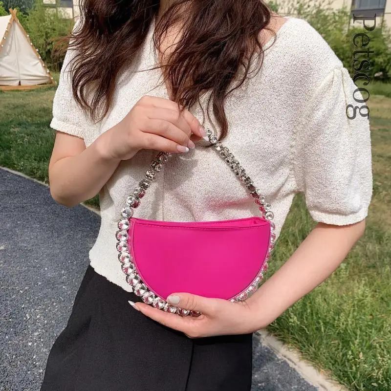 Women Round Handle Mini Sequin Clutch Women Y2K Fashion Diamonds Evening Underarm Shoulder Bag Handbags 240913