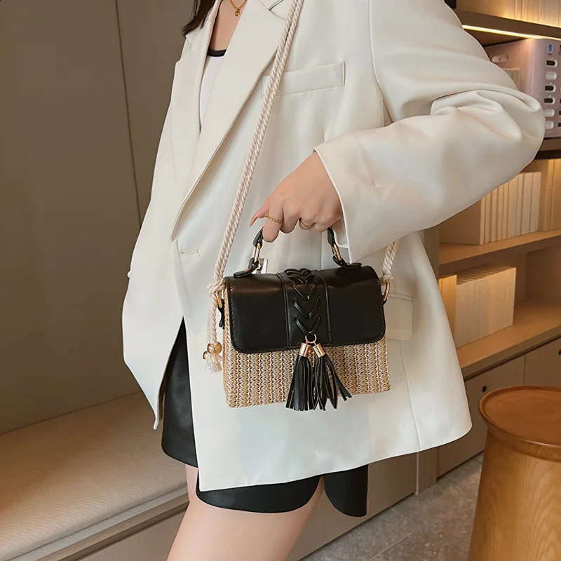 Youdeyisi grass woven tassel box bag handbag pendant trendy shoulder 240913