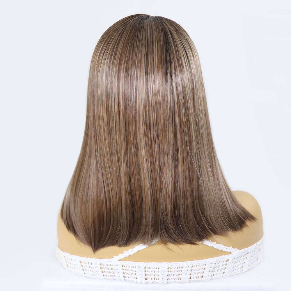 Highlight Synthetic Lace Front Bob Wigs Short Straight 13X3 Colored Glueless Dark Roots Blonde Wig For Women