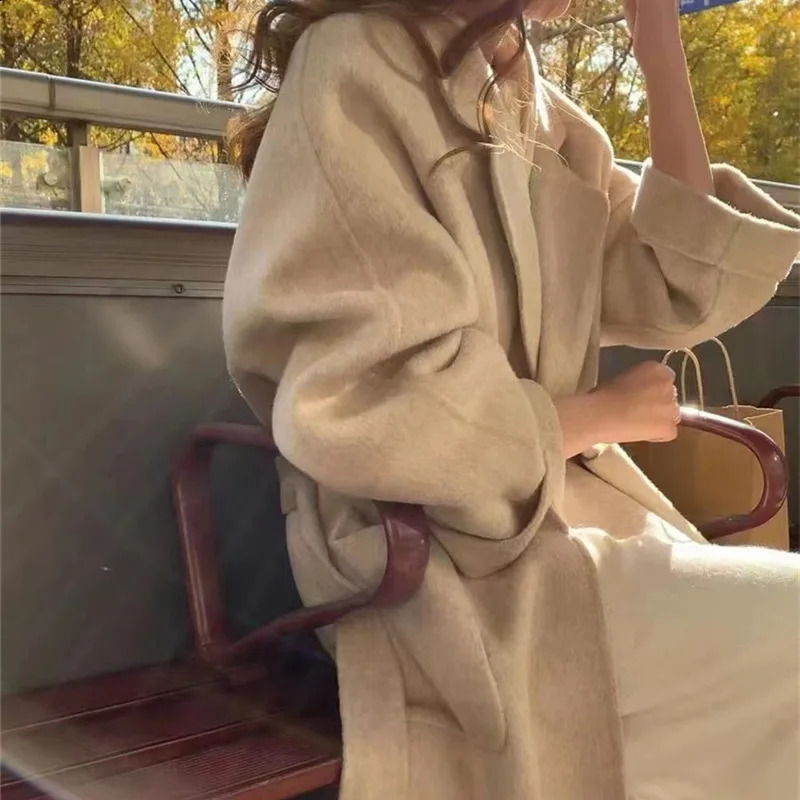 High-end Handmade Trench Coat Women Mulberry Silk Long Coat for Women Autumn Double-sided Wool Coats and Jackets Women 240911