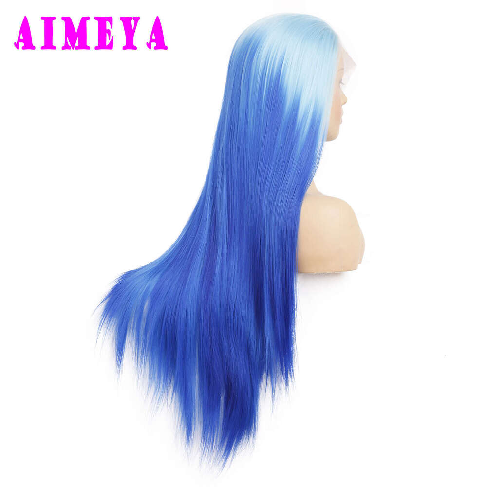 AIMEYA Ombre Synthetic Lace Front Wigs For Women Long Body Wave Blue Wig Natural Haire Daily Use Cosplay