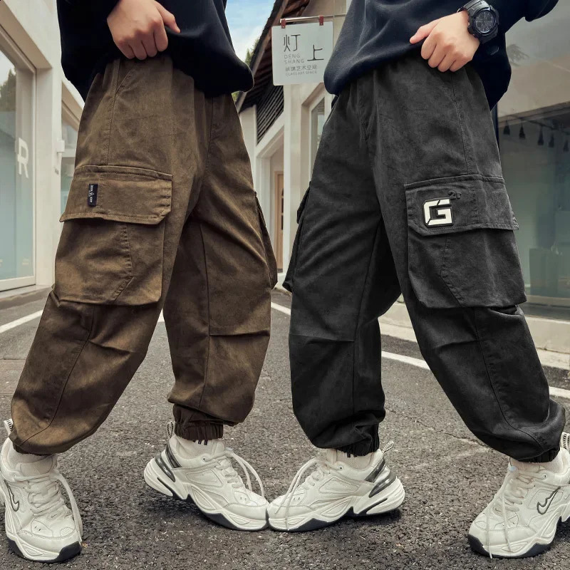 Children Cargo Pants Boys Spring Autumn Casual Pants Kids Cotton Long Trousers Teenagers Clothing Sweatpants 6 8 10 12 14 Years 240906
