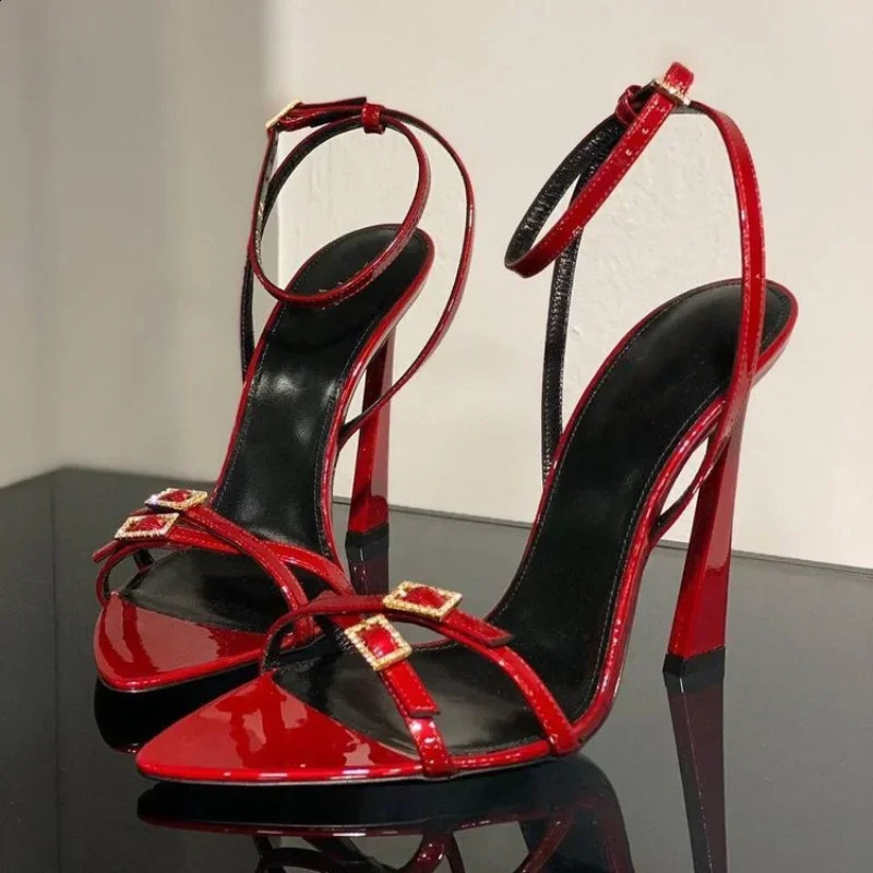Womens High Heel Sandals Summer Transparent Heels Rhinestone Strap Slingbacks Female Sexy Wedding Sandal 240914