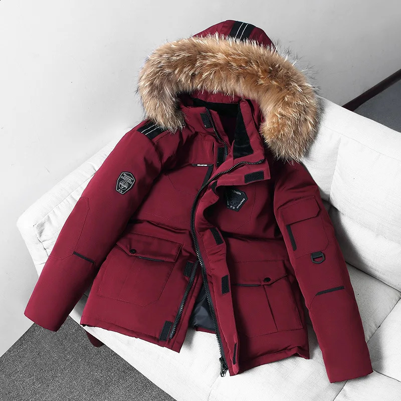 Mens Winter Fur Thick Warm Canada Down Jacket Casual Hooded Long Windbreaker Male Oversized Outwear Coats Windproof Parkas 240909