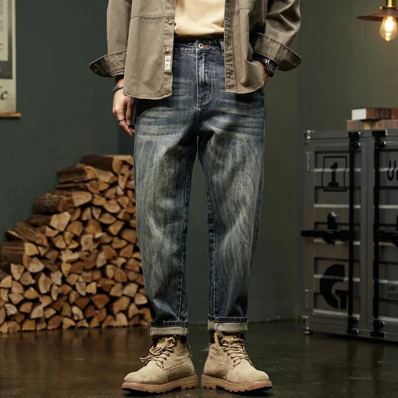 Jeans For Men Baggy Pants Loose Fit Harem Pants Blue Mens Clothing Casual Large Man Denim Trousers Quality Oversized 40 240912