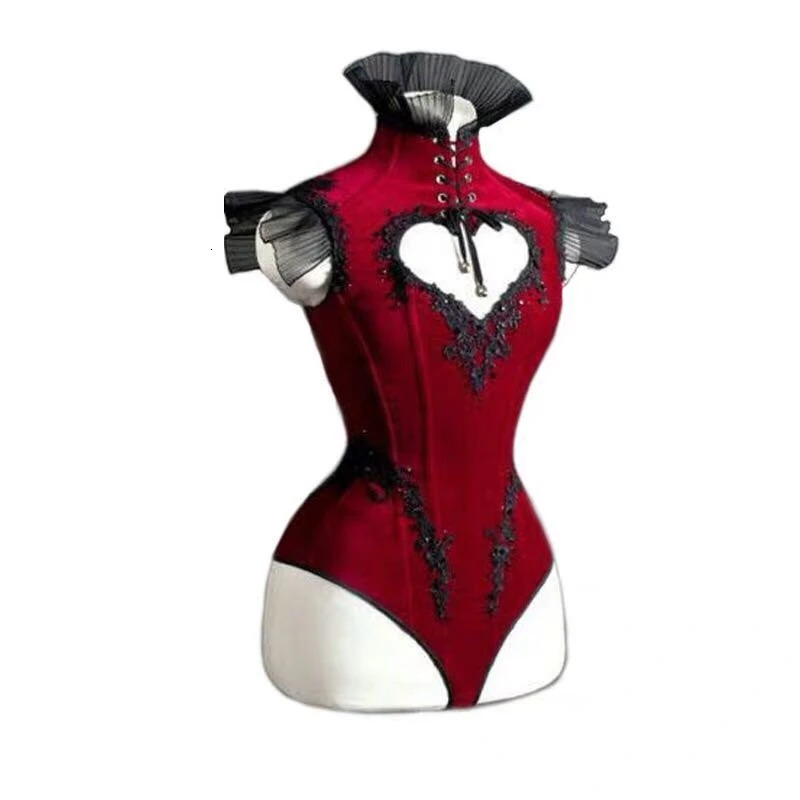 Red Cutout Love Strap Bodysuit Sexy G Costume Women Jazz Dance Outfit Bar Nightclub Dj Ds Stage Performance Wear