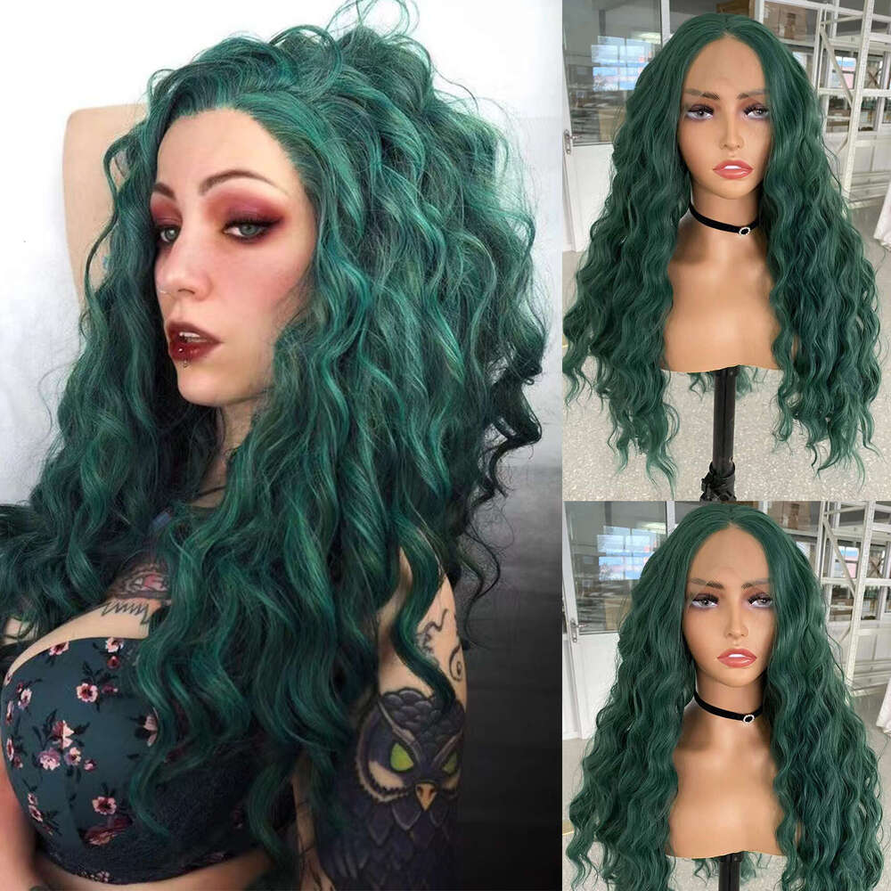 AIMEYA Green Pink Purple Synthetic Lace Front Wigs For Women Body Wave Heat Resistant Natural Haire Daily Use Cosplay Wig