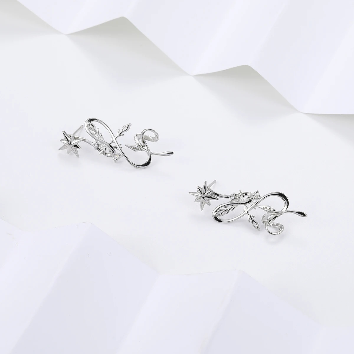 HAIKE S925 Sterling Silver Earrings Original Snowy Star Earpin A Two Wear Exquisite Fashion Elegant Girl 2024 Woman 240914