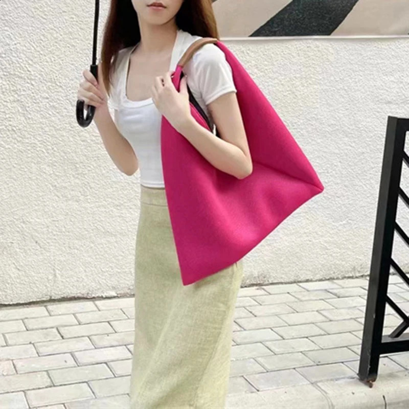 Petscog Women Tote Hobo Handbag Triangle Summer Mesh Net Beach Bag Large Capacity Elegant Shoulder Bags 240913