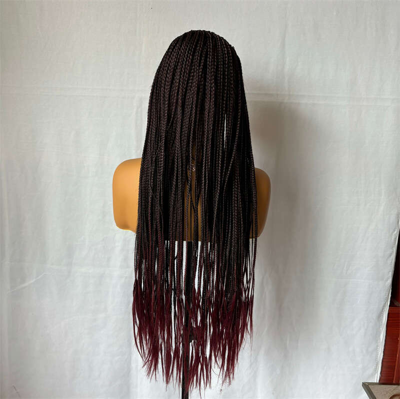 Ombre Bury 13X6 Frontal Braids Synthetic 99J Color Cornrow Braided Lace Front Glueless Wine Red Braiding Wig