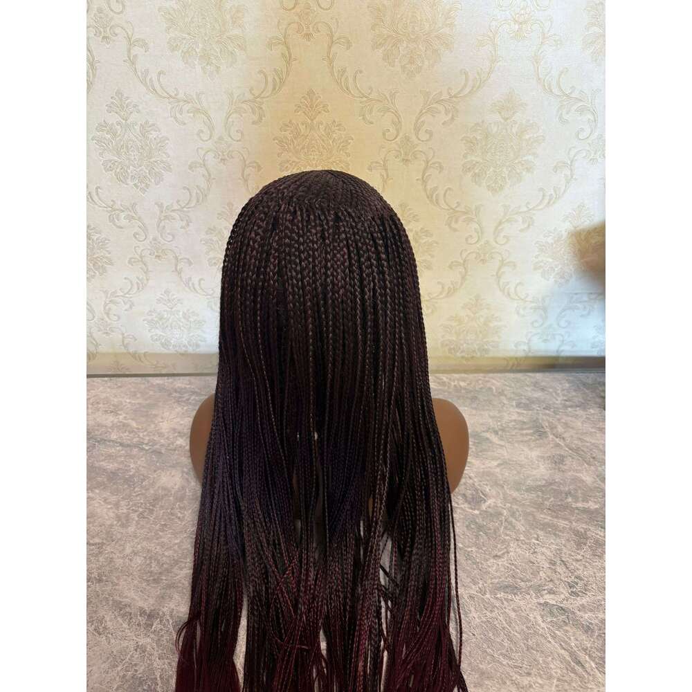 99J Red Bury Colored 13X4 HD Lace Frontal Braiding Wig Goddess Twist Box Braided Synthetic Wigs For Women Bleached Knotless