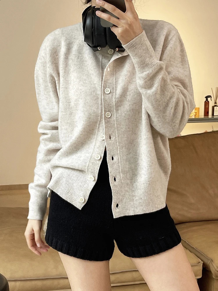 LANMREM Wool Knitting Cardigan Sweater For Women Round Neck Single Breasted Office Lady Tops Fit Autumn 26D9845 240904