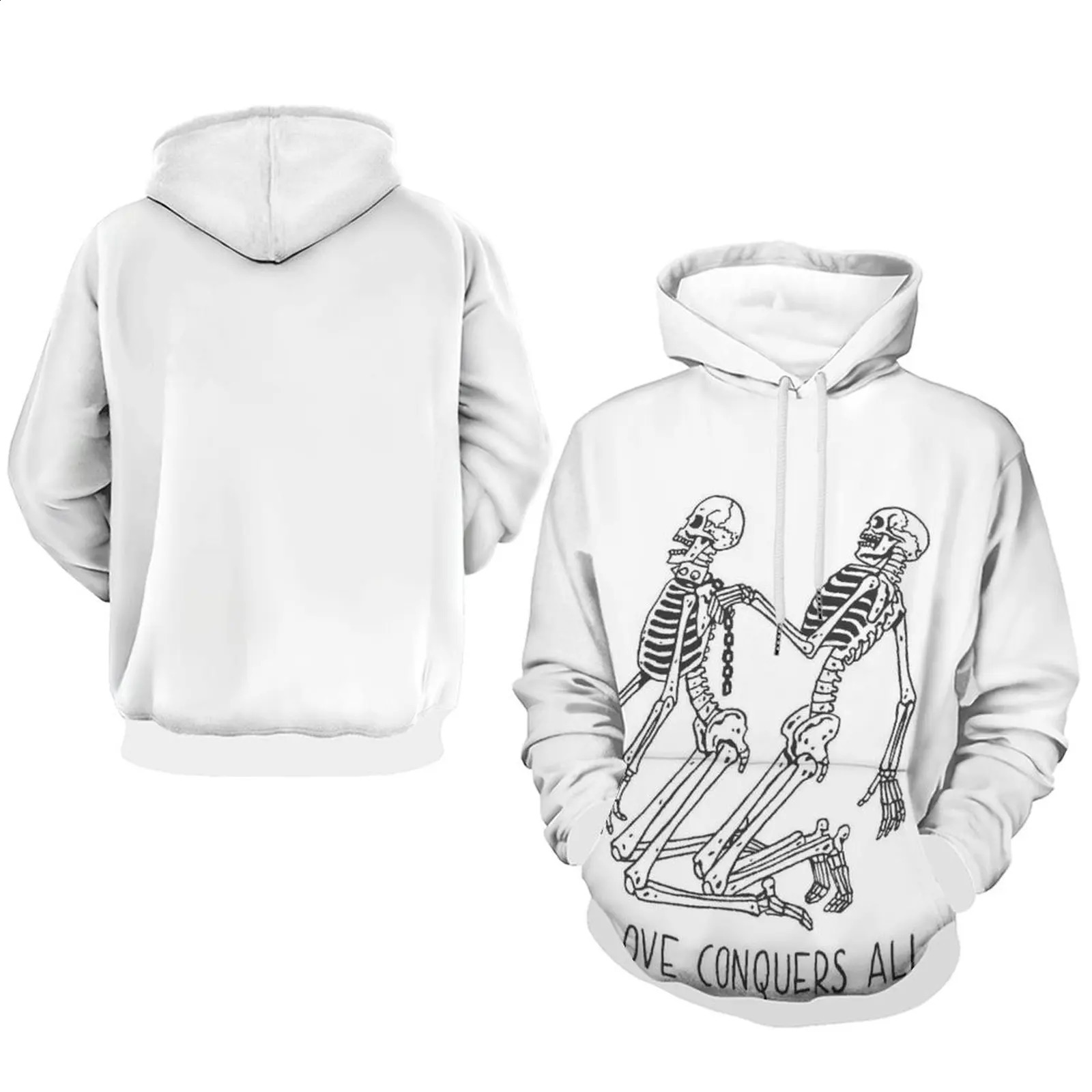 Autumn/Winter Mens/Womens Solid Color Hoodie Simple Casual Loose American Trend Punk Style Simple Skull Print Hoodie 240911
