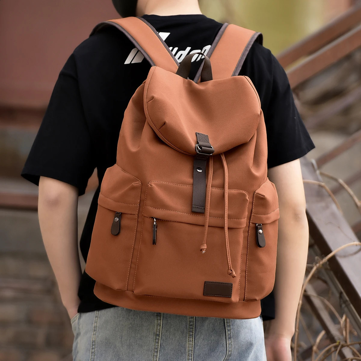 Mens backpack Korean style retro backpack college student backpack trendyy casual large capacity travel bag 240912
