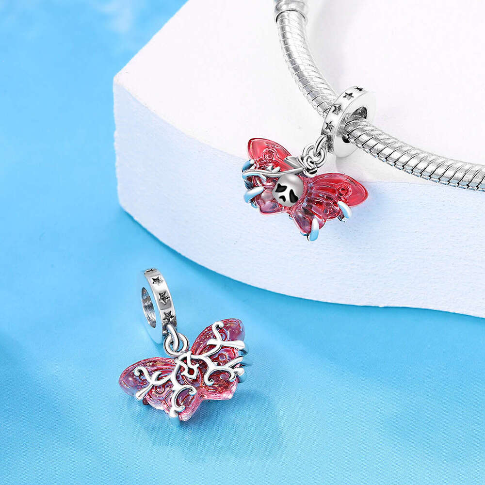 925 Sterling silver Halloween series, trick or treat without candy, skull, blood red demon, creative personality DIY bracelet Gifts for women