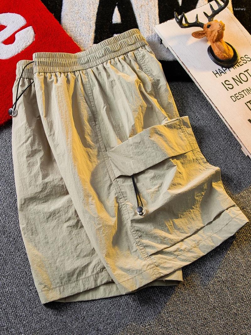 Mens Shorts 2024 Summer Fashion Ice Silk Cargo Male Quick-drying Thin Men Beach Solid Color Casual Short Pants K381