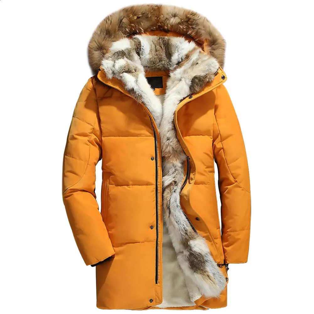 winter down coat men thick fur liner warm mens down jackets S-5XL size winter man hooded parka wellensteyn snow duck coats 240909