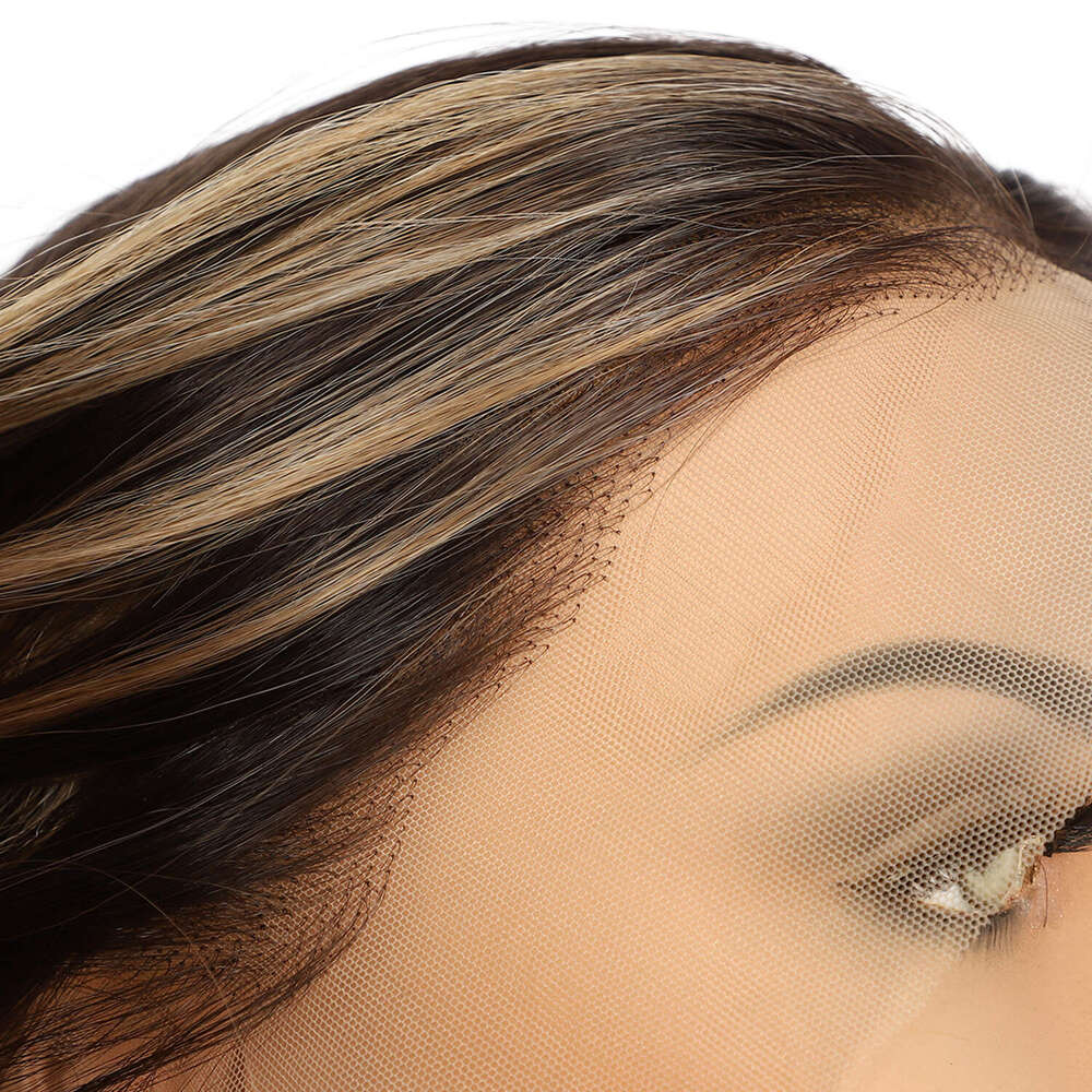 Autumn Brown 13X4 Synthetic Highlight Swiss Transparent Lace Front Wig Body Wave Full Cosplay Daily Wear