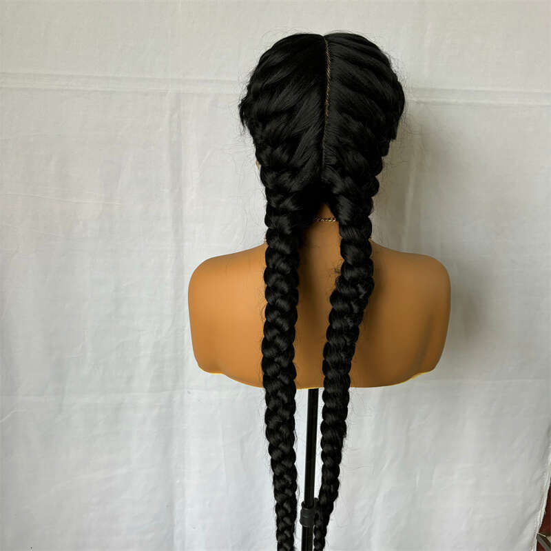 Synthetic Front 360 Lace Cornrow Braided Wigs With Baby Hair Knotless 30 Inches Braid Wig For Black Women