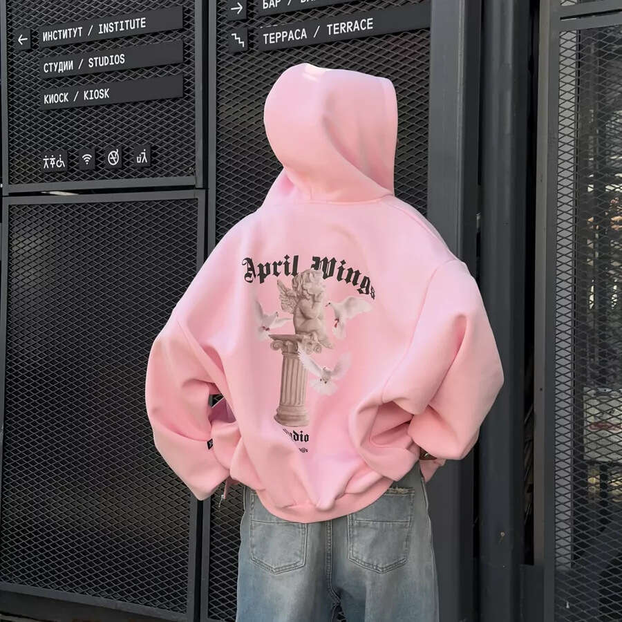 Back printed hooded autumn fashion, personality, loose zipper sweatshirt jacket for women, sweet and spicy style