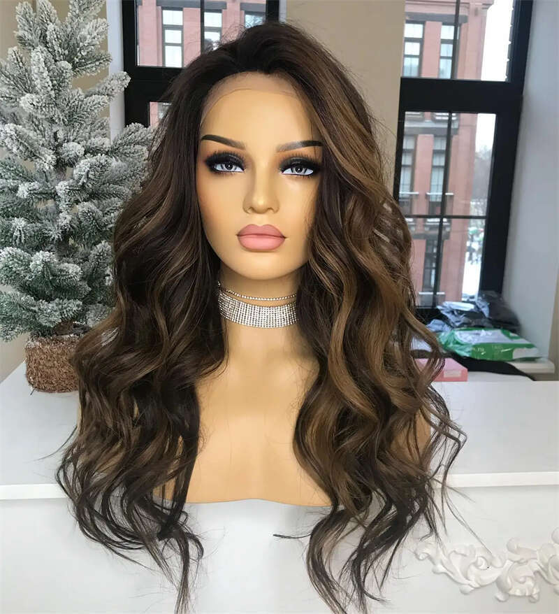 Ombre Chocolate Brown Human Brazilian Hair Wigs 13X4 13X6 HD Frontal Platinum Body Wave 22 Inch Part Lace Wig