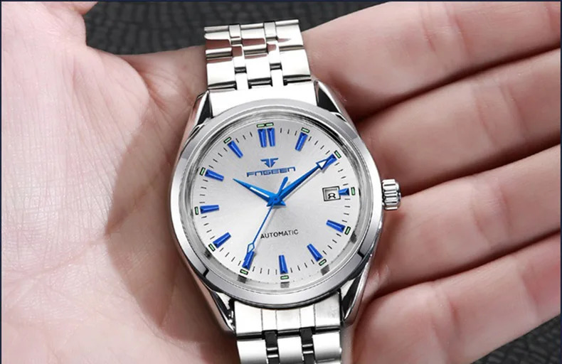 FNGEEN Stainless Business Men Mechanical Watch Fashion Wristwatch Men watches Waterproof clock relogio masculino 240906