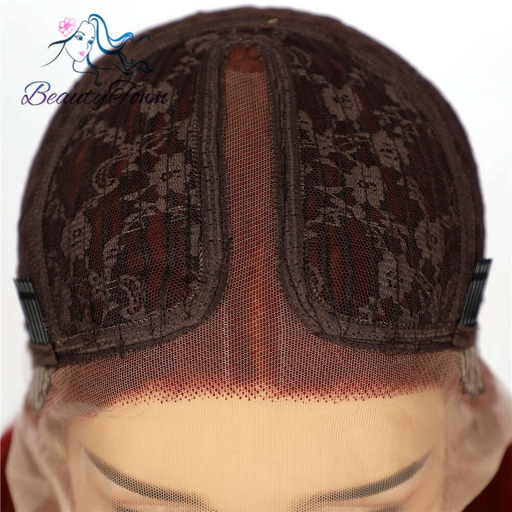 Synthetic Long Wavy Red Purple Lace For Women Daily Makeup Cosplay Party Wedding Heat Resistant Fiber Natural Looking Wig
