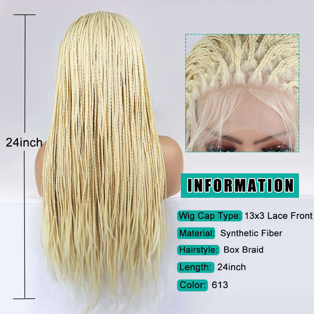 Blonde Lace Front Braided Wigs For Women Knotless Goodess Box 24Inch Synthetic Crochet Braid Hair Color Wig