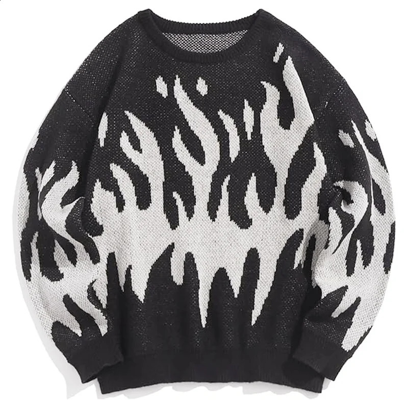 Mens Oversized Knitted Sweaters Hip Hop Funny Letters Printed Jumpers Harajuku Casual Loose O-Neck Pullover Unisex Streetwear 240911