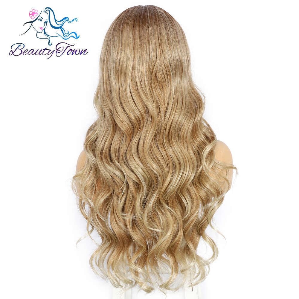 613 Colored Synthetic Front Honey Blonde Ginger HD Transparent Lace Frontal Wig Body Wave Cosplay Wigs