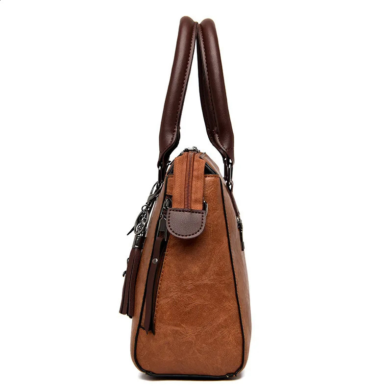 4 Piecesset Handbag Vintage PU Leather Bags Tassel Messenger Composite Shoulder Female 240914