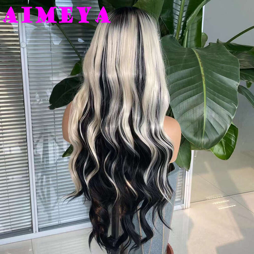 AIMEYA Ombre Blonde Synthetic Front Wigs With Highlights 13X4 Long Body Wave Lace Wig For Women Cosplay Daily Use