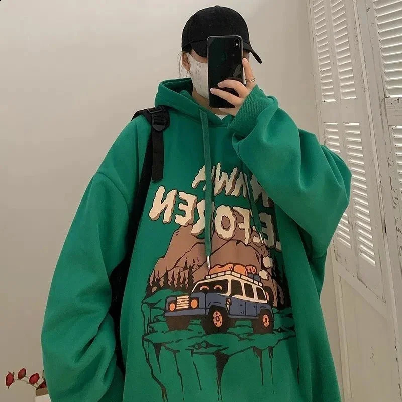 Sweatshirts For Man Print Green Hooded Anime Hoodies Mens Clothing Manga Funny Elegant Offers Streetwear Harajuku Fashion 240910