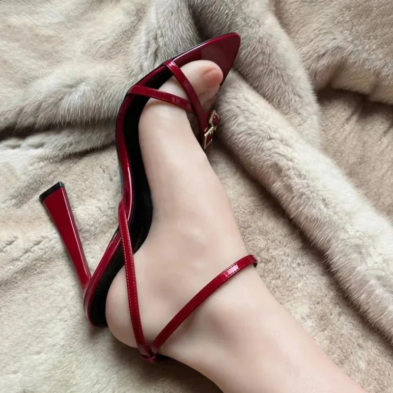 Womens High Heel Sandals Summer Transparent Heels Rhinestone Strap Slingbacks Female Sexy Wedding Sandal 240914