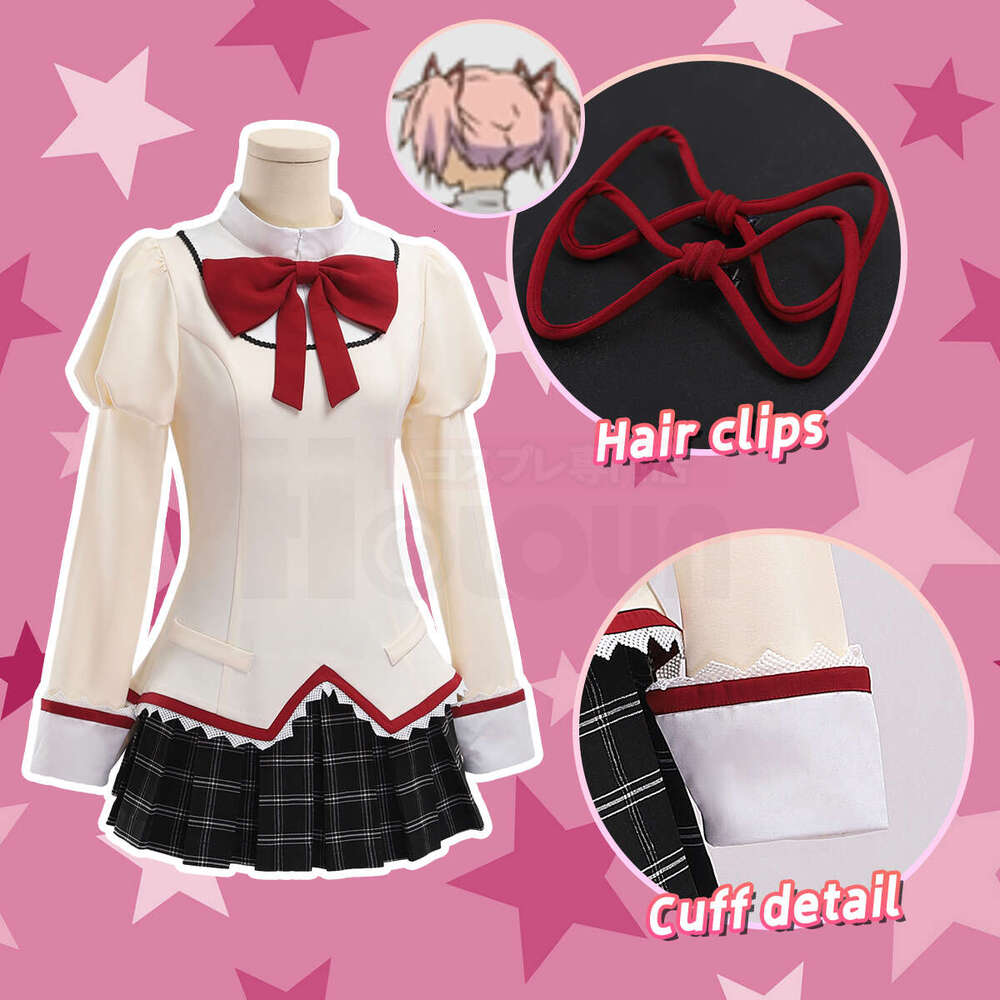 HOLOUN Puella Magi Magica Anime Kaname Madoka Cosplay Costume Jk Skirt Akemi Homura Tomoe Mami Miki Sayaka Sakura Kyoko