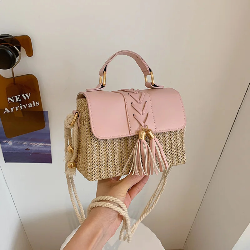 Youdeyisi grass woven tassel box bag handbag pendant trendy shoulder 240913