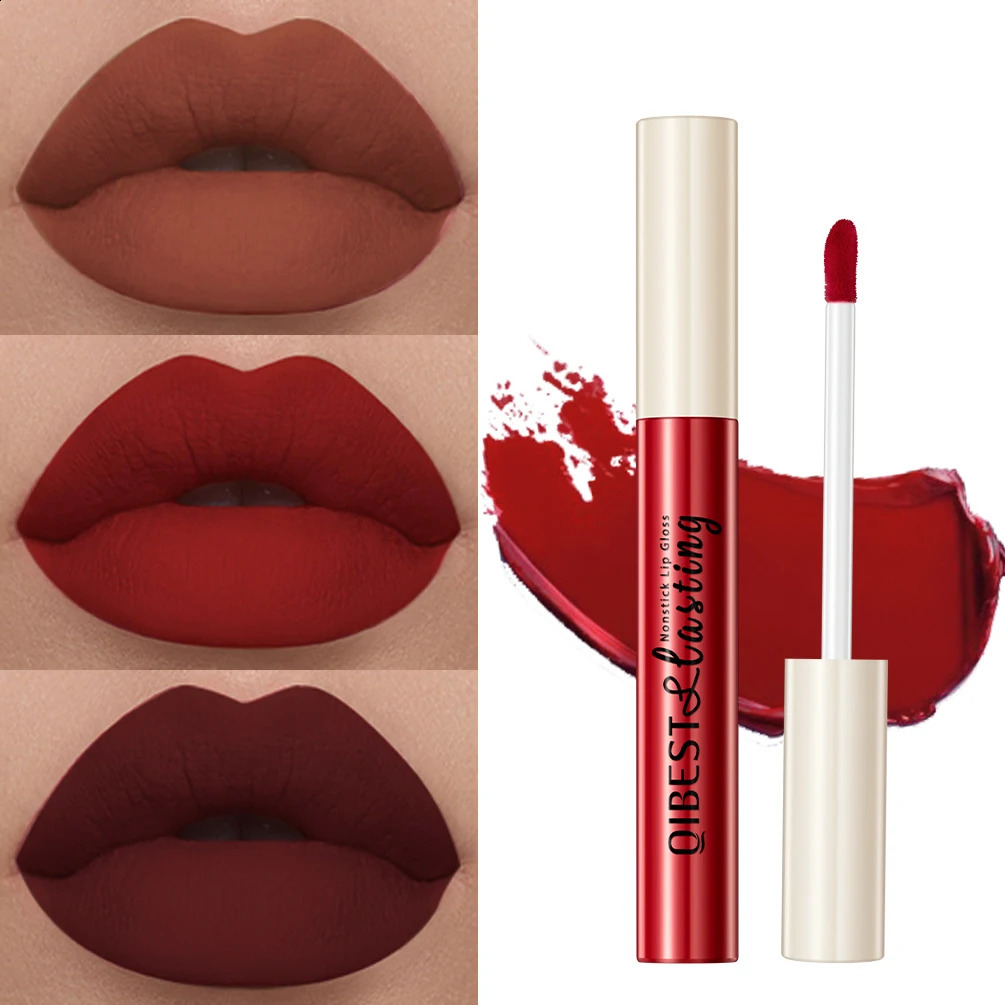 Nude Matte Lip Gloss 24 Colors Longlasting Velvet Lipstick Waterproof Nonstick Cup Sexy Red Dark Tint Makeup Cosmetic 240911