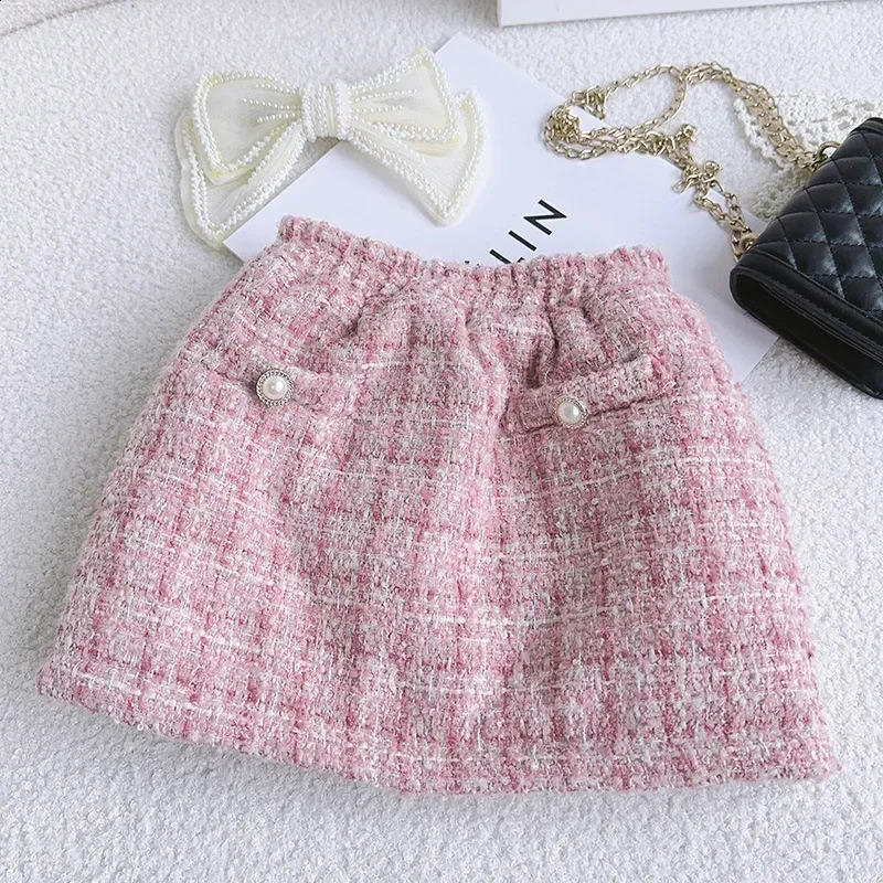 Kids 2Pcs Tweed Clothes Sets Girl Fashion Spring Winter Children Suits for 1-10Ys Elegant Sweet Outfit Kids Clothes 240913