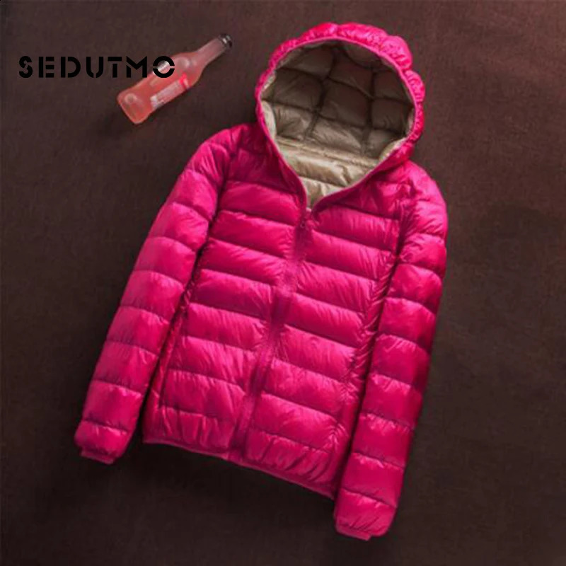 SEDUTMO Winter Duck Down Jacket Womens Ultra Light Hoodie Jacket Double sided Wear resistant Jacket Spring Inflatable Jacket ED657 240913