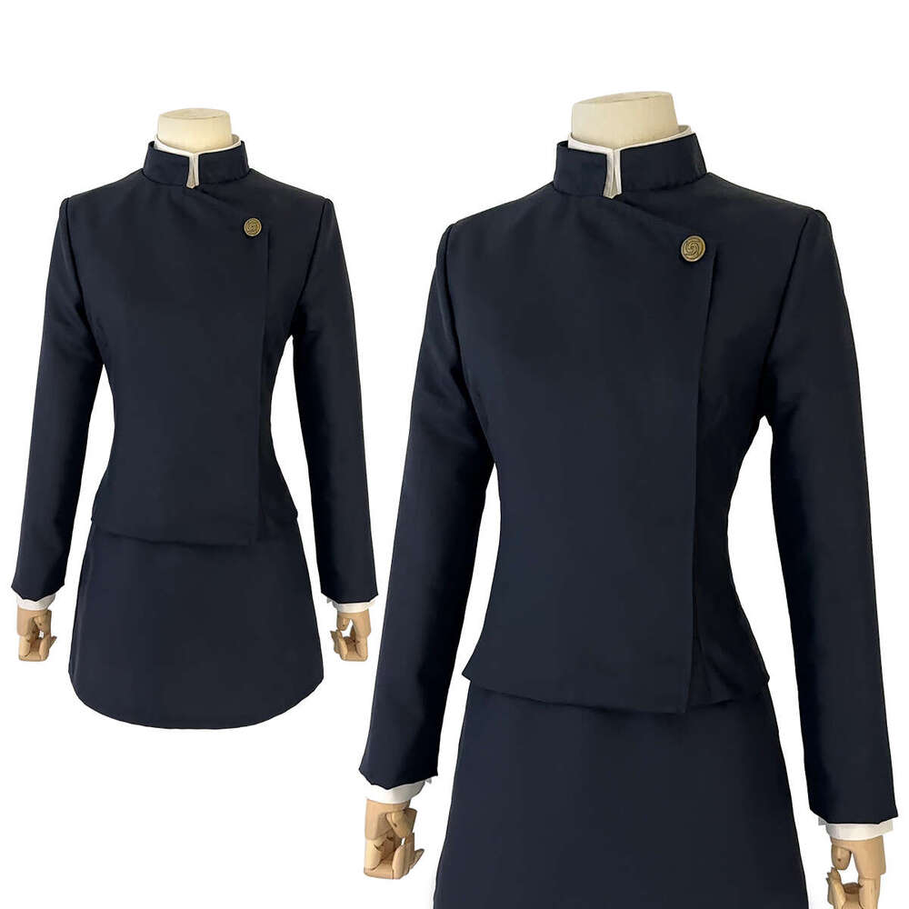 HOLOUN Jujutsu JJK Manga Anime Maki Zenin Cosplay Costume Wig Dark Blue Jacket Skirt Rose Net Synthetic Halloween Xs-2Xl