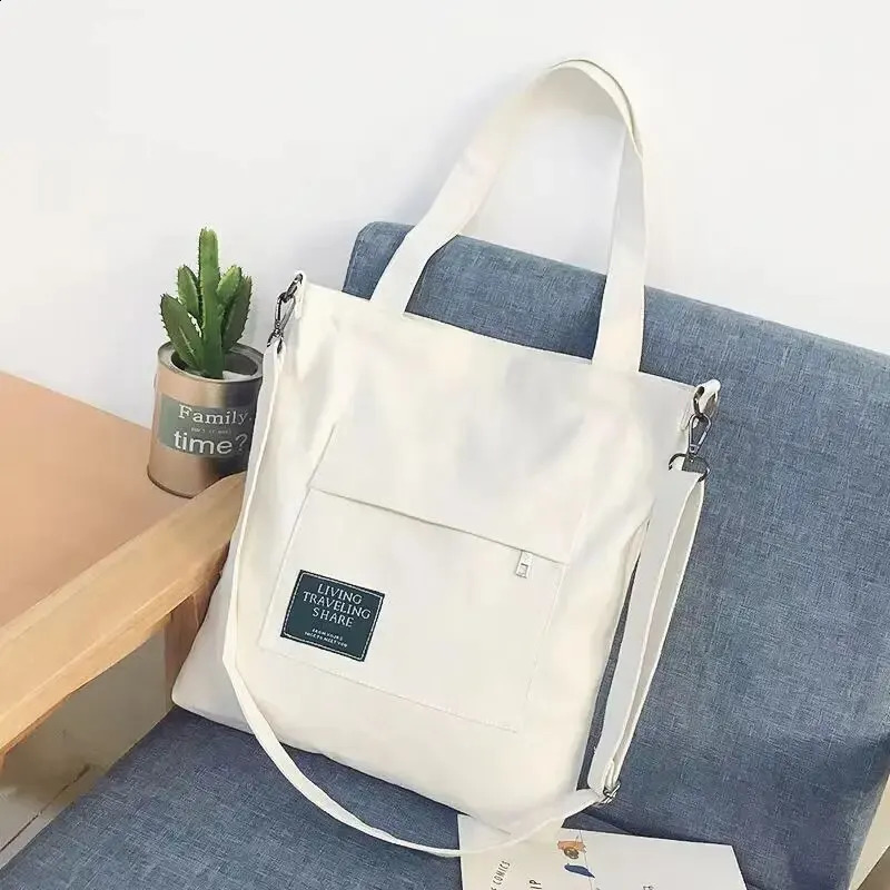 Canvas Bag For Women Japanese Versatile Large Capacity Black Shoulder Student Ins Casual Portable Shopping 240914