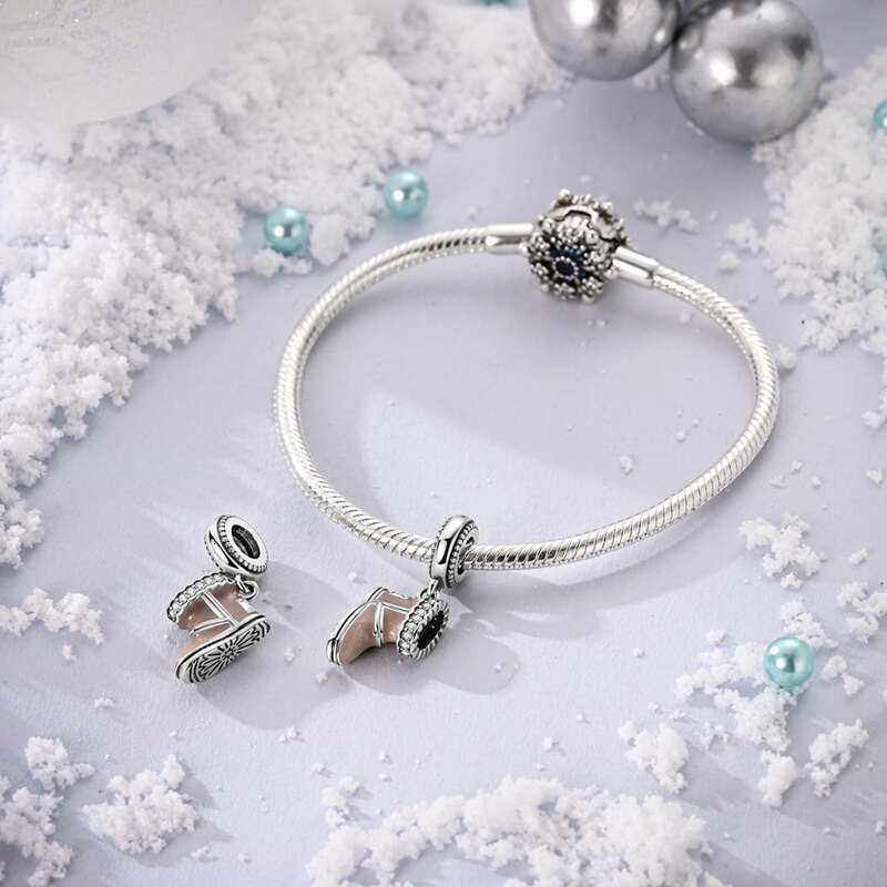 925 Sterling Silver Christmas Snowman Penguin Snowflake Charms Beads Fit Original Bracelet For Women Jewelry Making