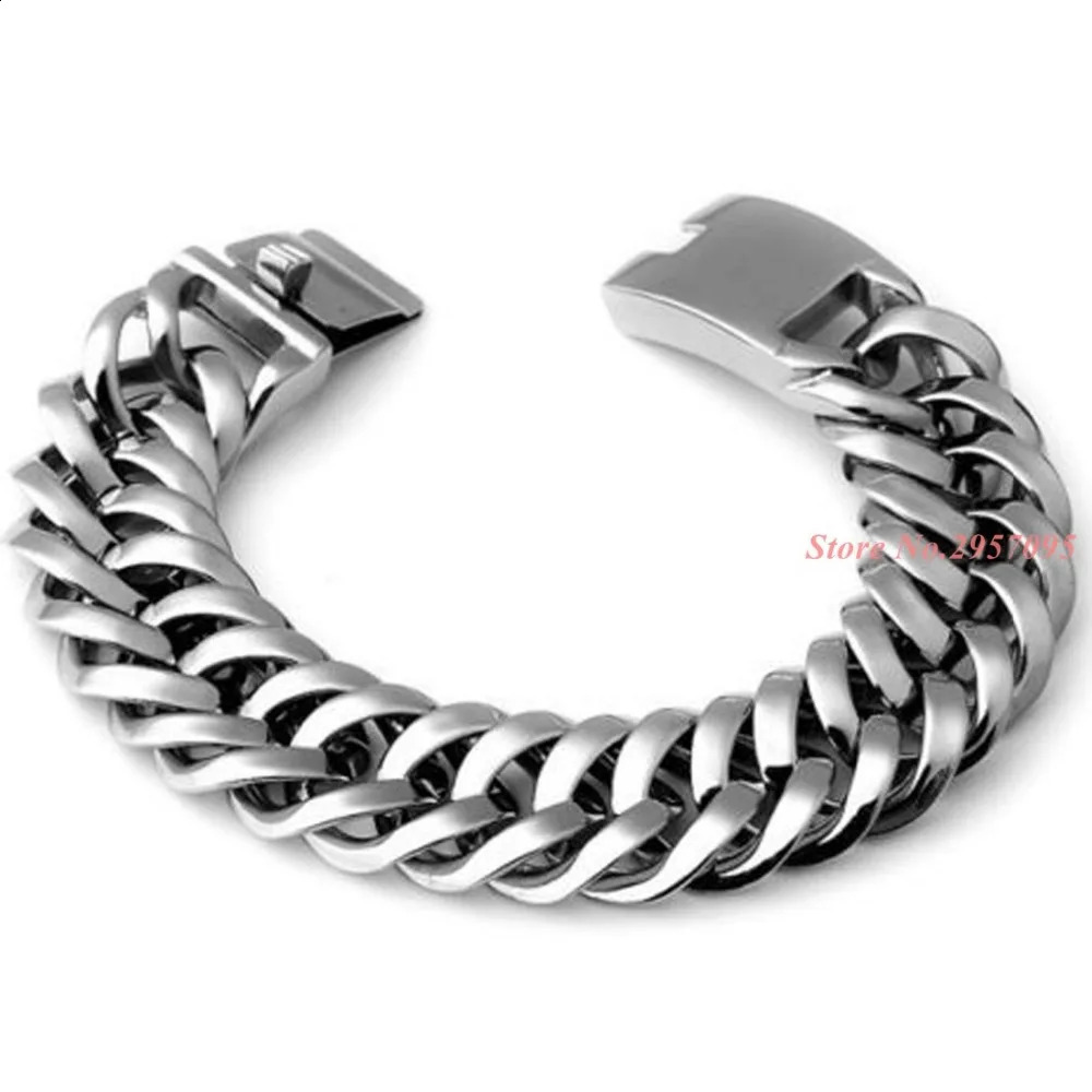 2030mm wide mens chain Cuban heavyduty 316L stainless steel bracelet free delivery 240912