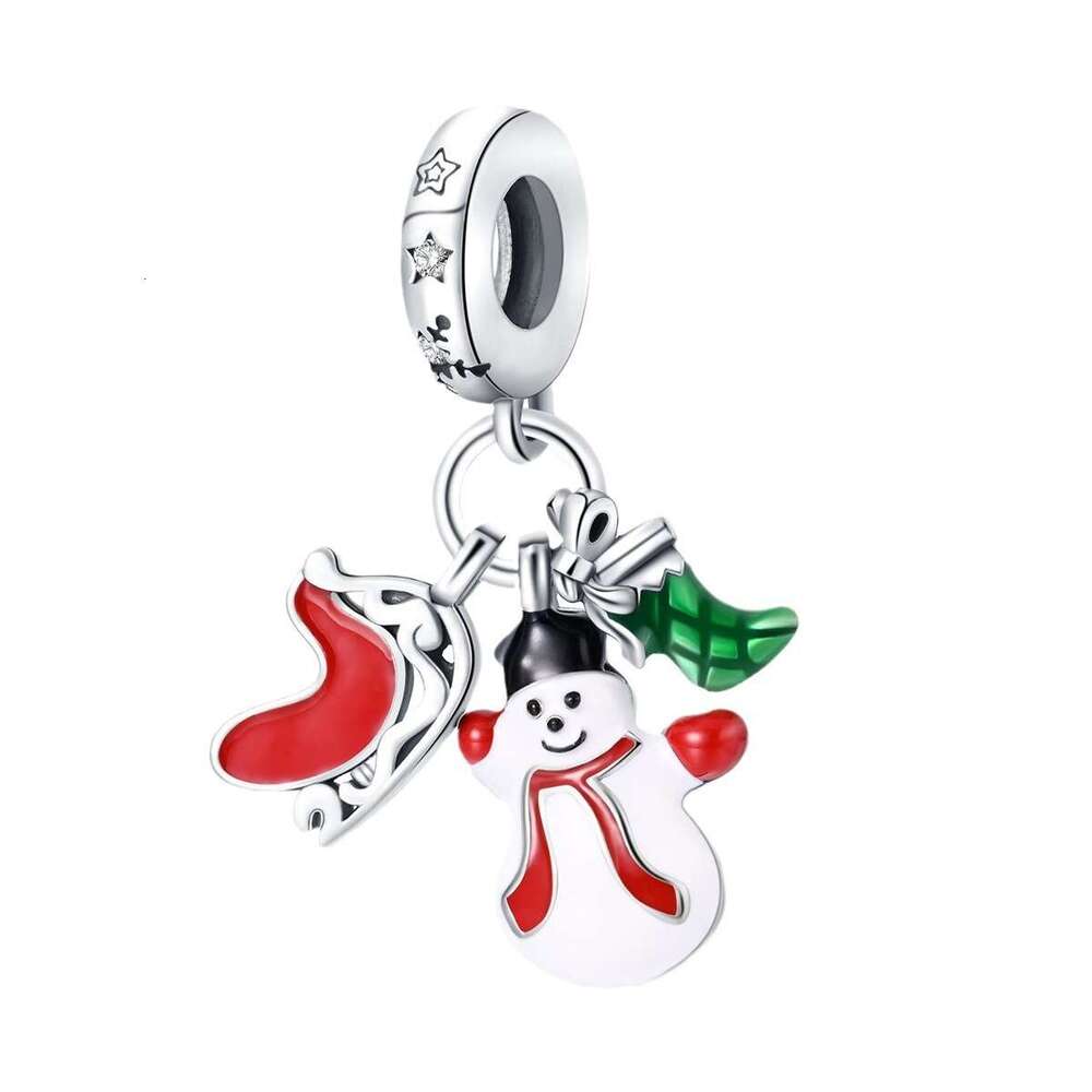 New 925 Sterling Silver Charm Christmas sled bead Fit Charms Silver 925 Original Bracelet DIY Jewelry Making For women Gifts