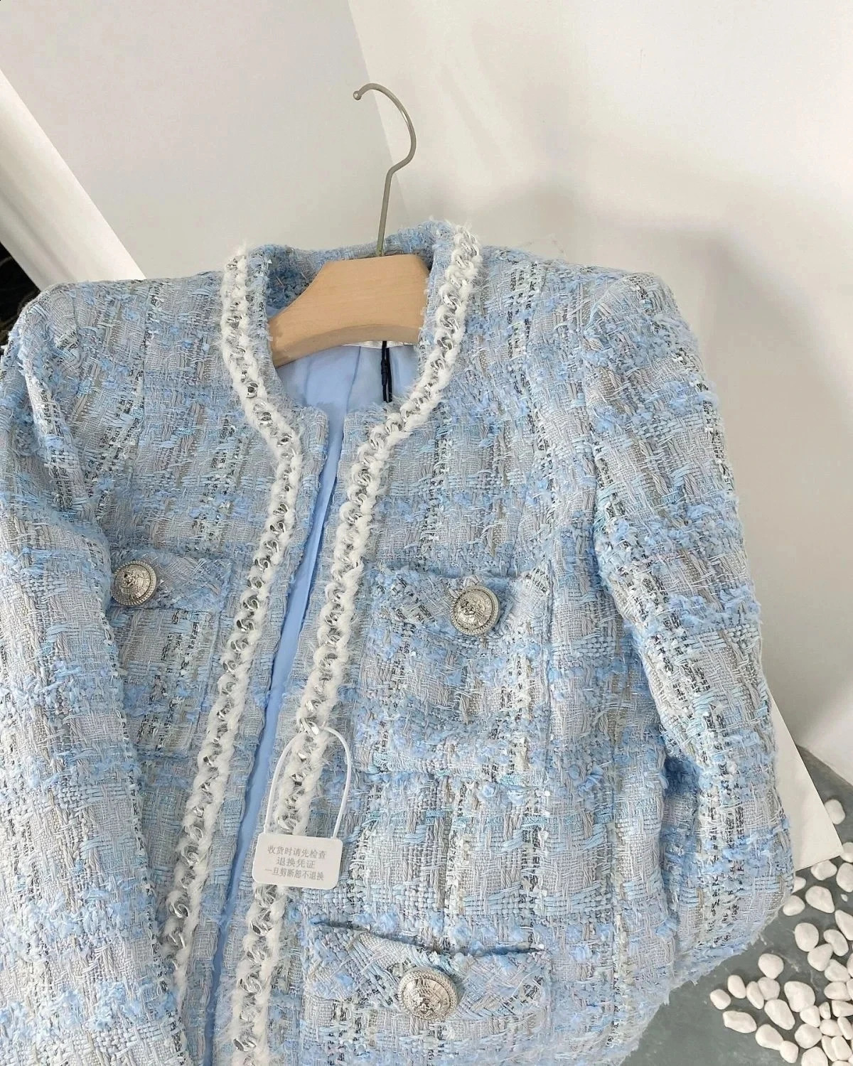 Women Small fragrance Temperament plaid Coat Autumn lady style long-sleeved tassel tweed coat high-end Ladies Jacket 240911