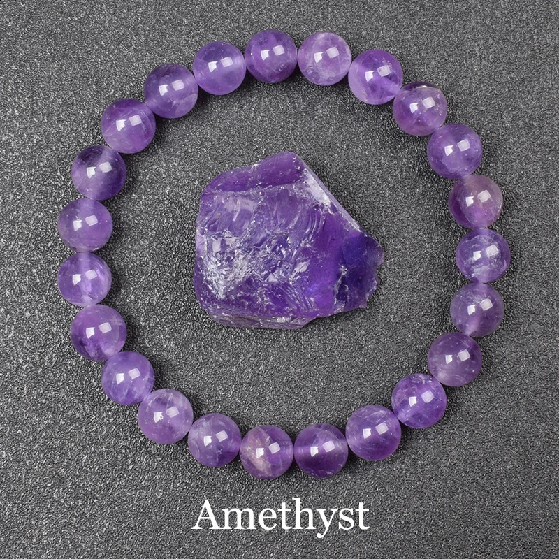 Natural Amethyst Bracelet High Quality Stone Bead Men Real Original Purple Reiki Crystal Quartz Jewelry 240906