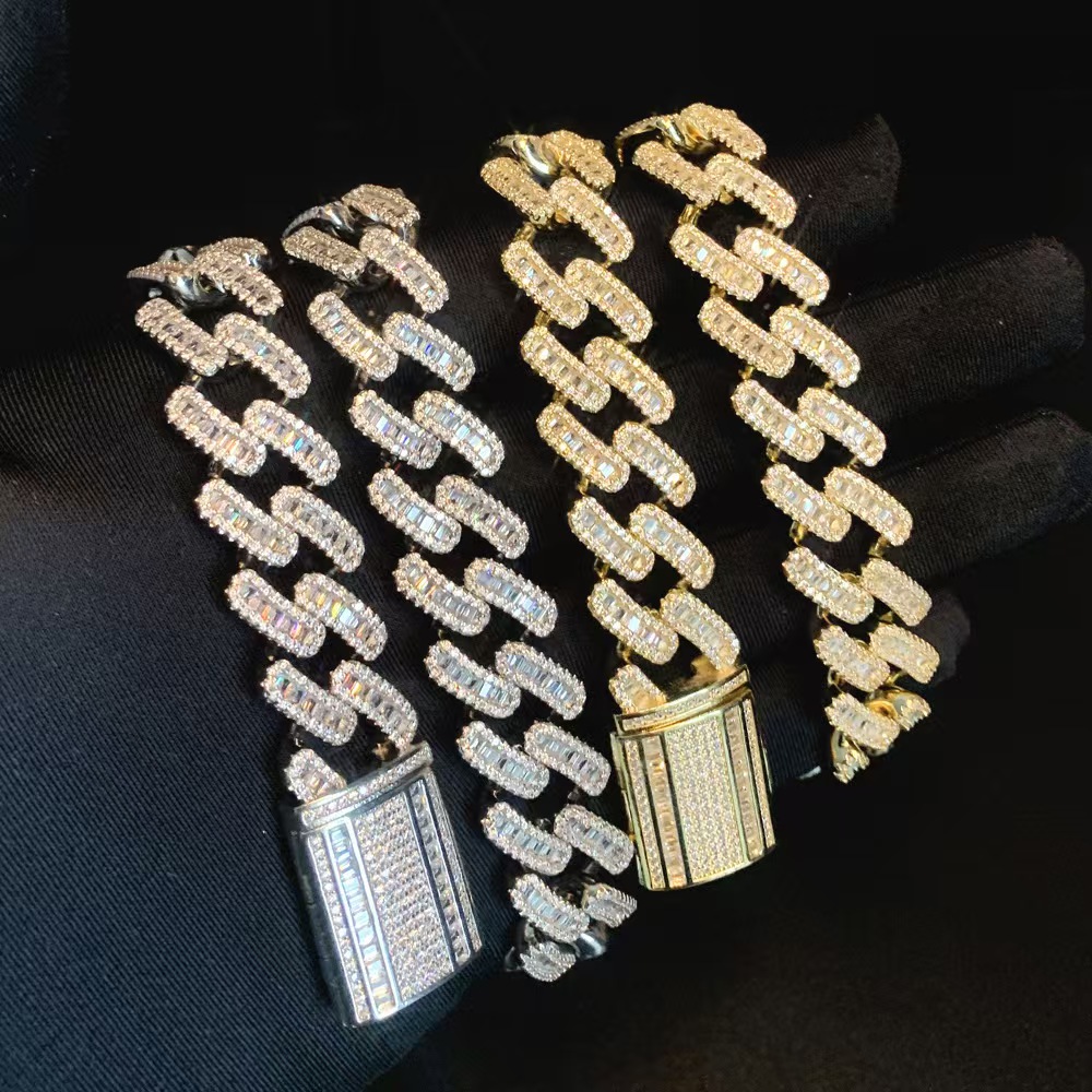 Necklace Jewelry Cuban Link Chain Custom Vvs Moissanite 20MM Rhombus Iced Out Sterling Sier Pass Dia Test Hip Hop Chains for Men Jewelery